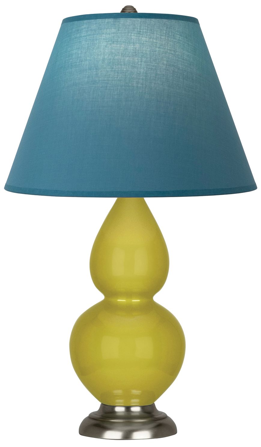 Double Gourd 23"H Citron &amp; Silver Lamp w/ Bright Blue &amp; Gray M