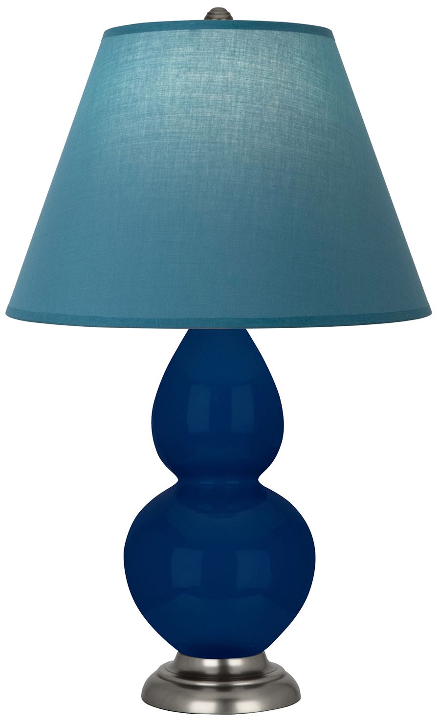 Double Gourd 23"H Cobalt &amp; Silver Lamp w/ Bright Blue &amp; Gray M