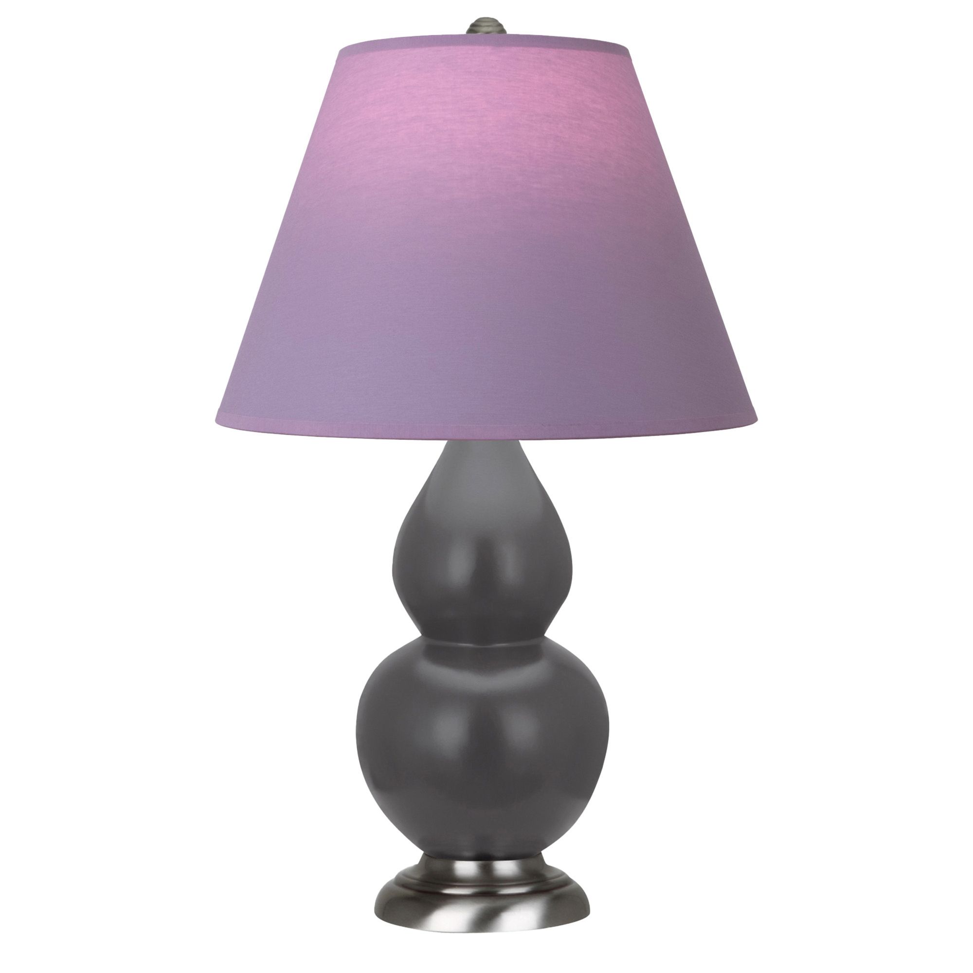 Image 2 Double Gourd 23"H Matte Ash And Silver Lamp w/ Lavender And Plum Shade more views