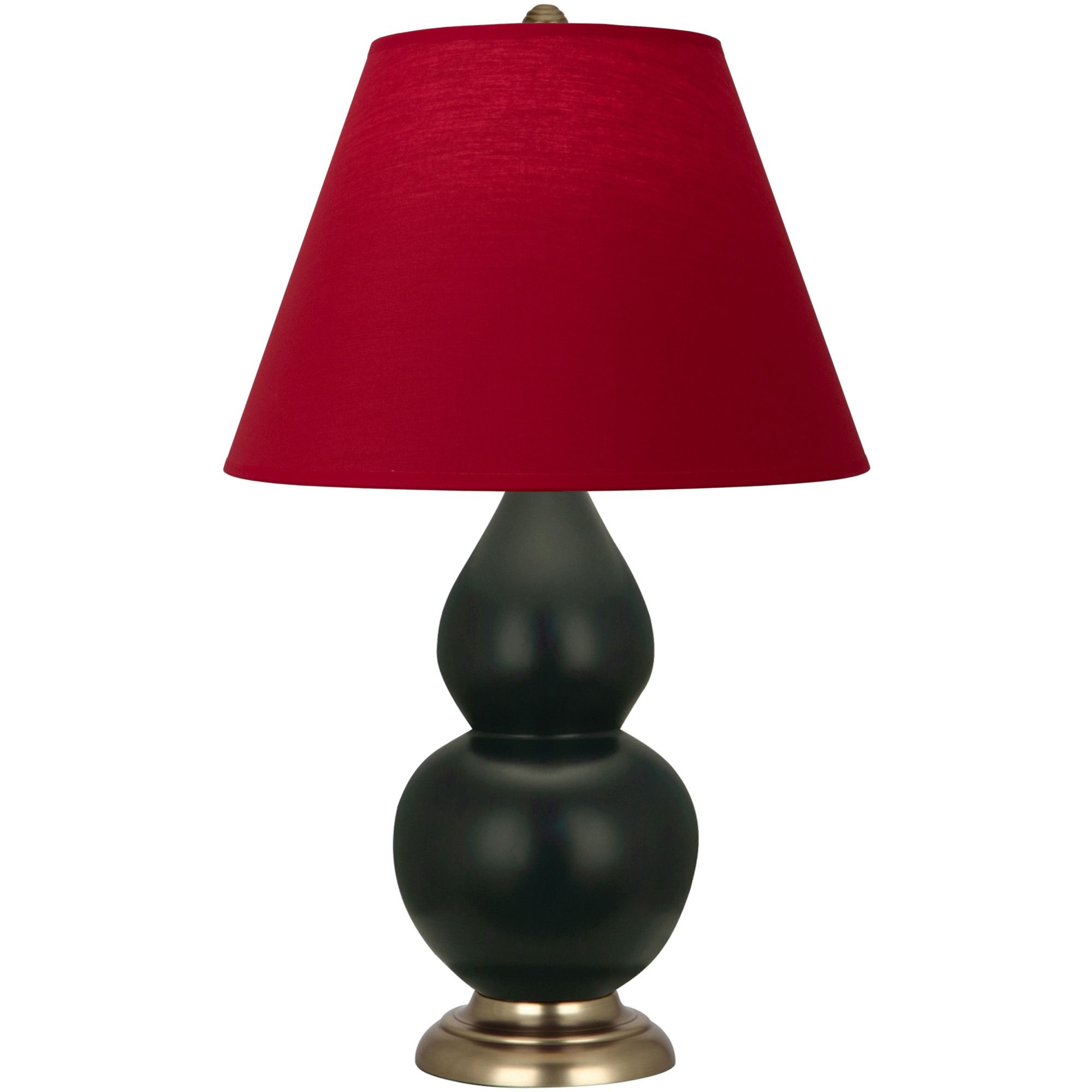 Image 2 Double Gourd 23"H Matte Obsidian And Brass Lamp w/ Rose And Ink Shade more views