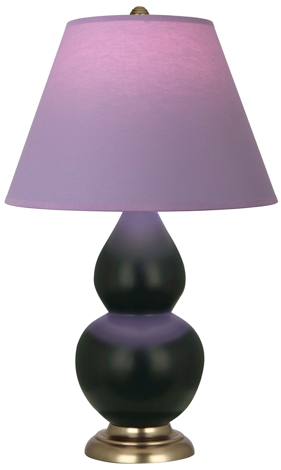 Double Gourd 23"H Obsidian & Brass Lamp w/ Lavender & Plum Mad