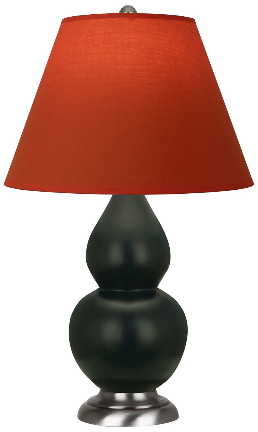 Double Gourd 23"H Obsidian &amp; Silver Lamp w/Tangerine &amp; Taupe M