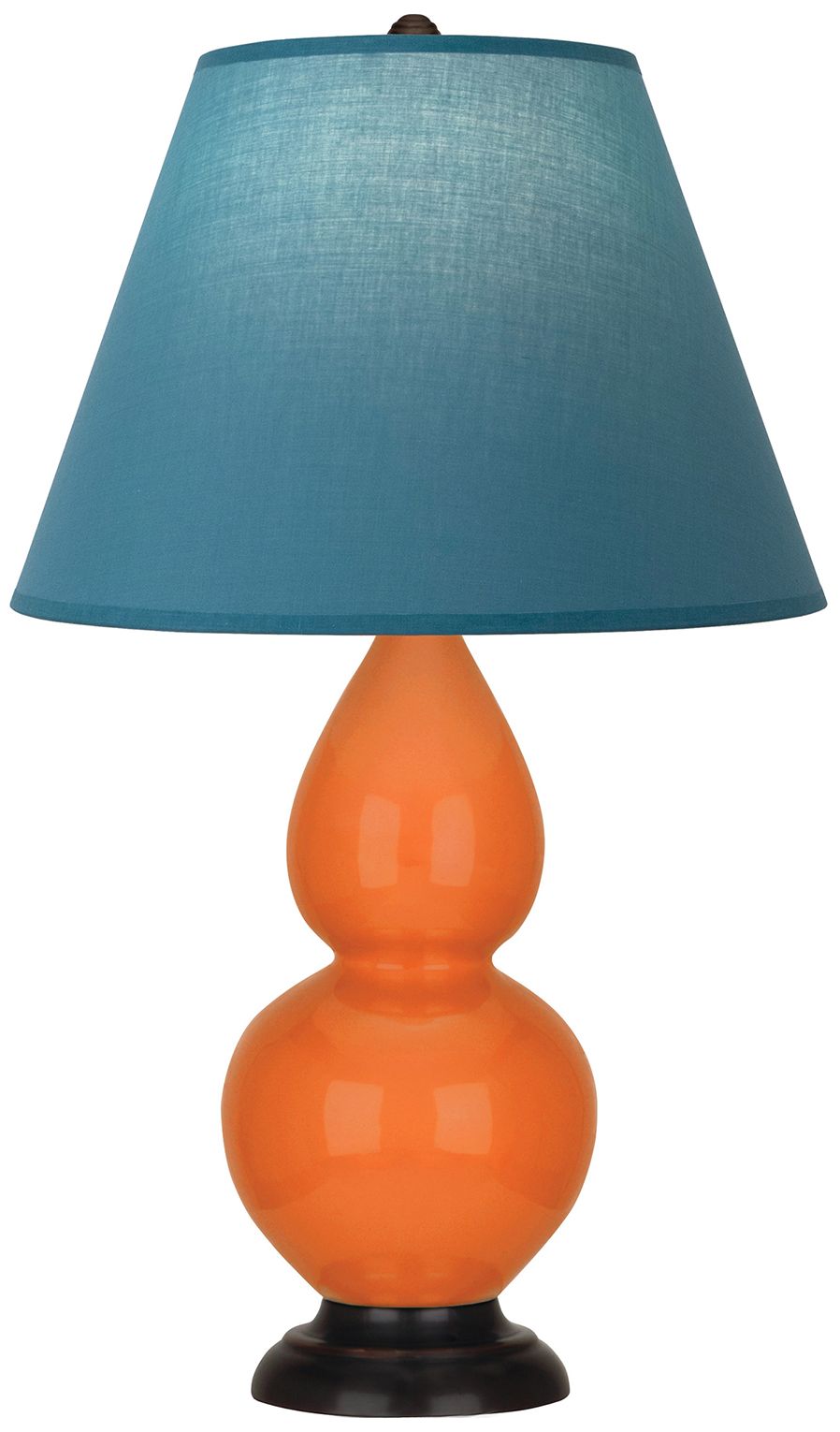 Double Gourd 23"H Pumpkin &amp; Bronze Lamp w/Bright Blue &amp; Gray M