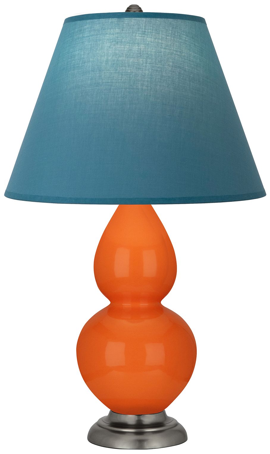 Double Gourd 23"H Pumpkin &amp; Silver Lamp w/Bright Blue &amp; Gray M
