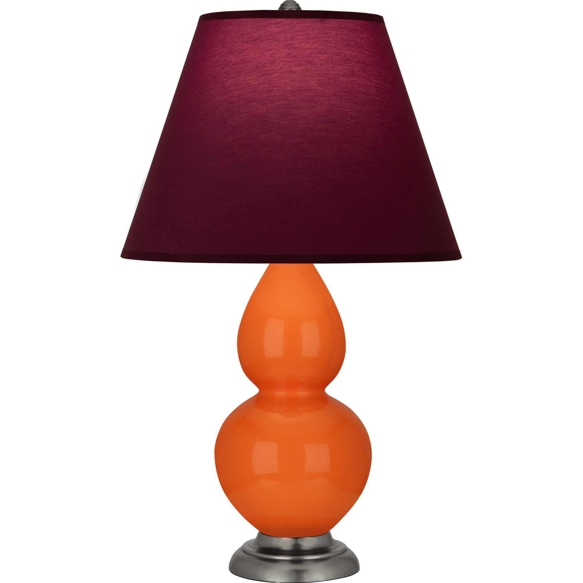 Image 2 Double Gourd 23"H Pumpkin And Silver Lamp w/ Plum And Lavender Shade more views