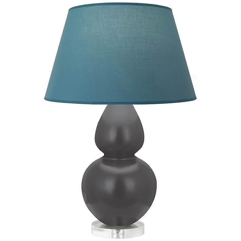 Image 1 Double Gourd 30"H Ash And Lucite Lamp w/ Bright Blue And Gray Shade