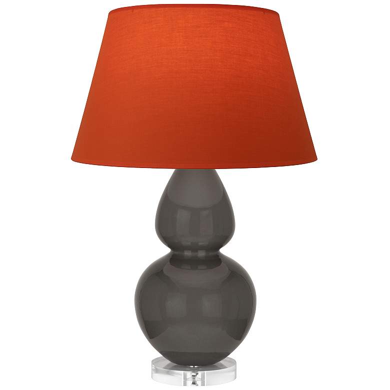 Image 1 Double Gourd 30"H Ash And Lucite Lamp w/ Tangerine And Taupe Shade