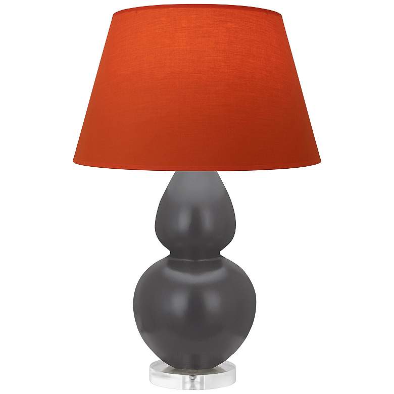 Image 1 Double Gourd 30"H Ash And Lucite Lamp w/ Tangerine And Taupe Shade