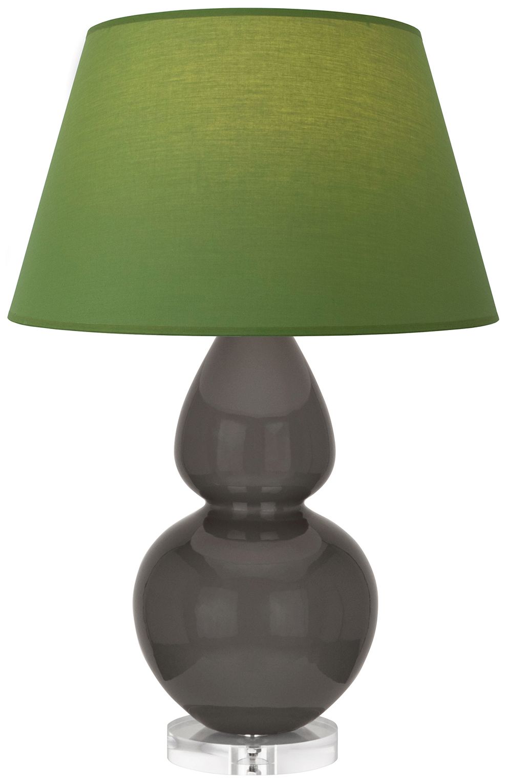 Double Gourd 30"H Ash And Lucite Lamp w/ Tea Green And Taupe Made to Order
