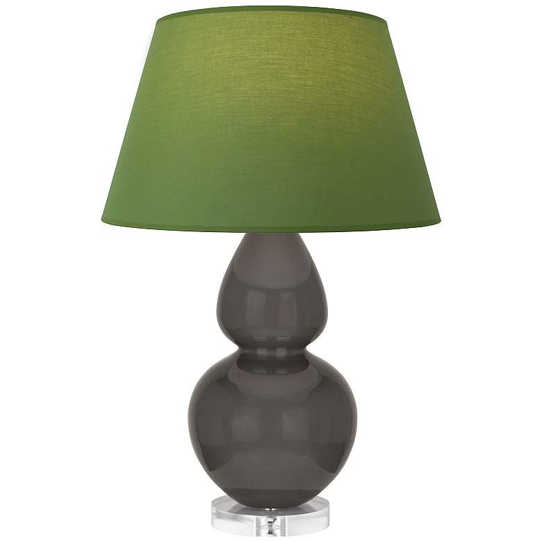 Image 1 Double Gourd 30"H Ash And Lucite Lamp w/ Tea Green And Taupe Shade