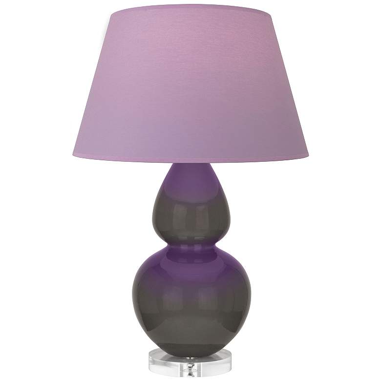 Image 1 Double Gourd 30"H Ash And Lucite Table Lamp w/ Lavender And Plum Shade