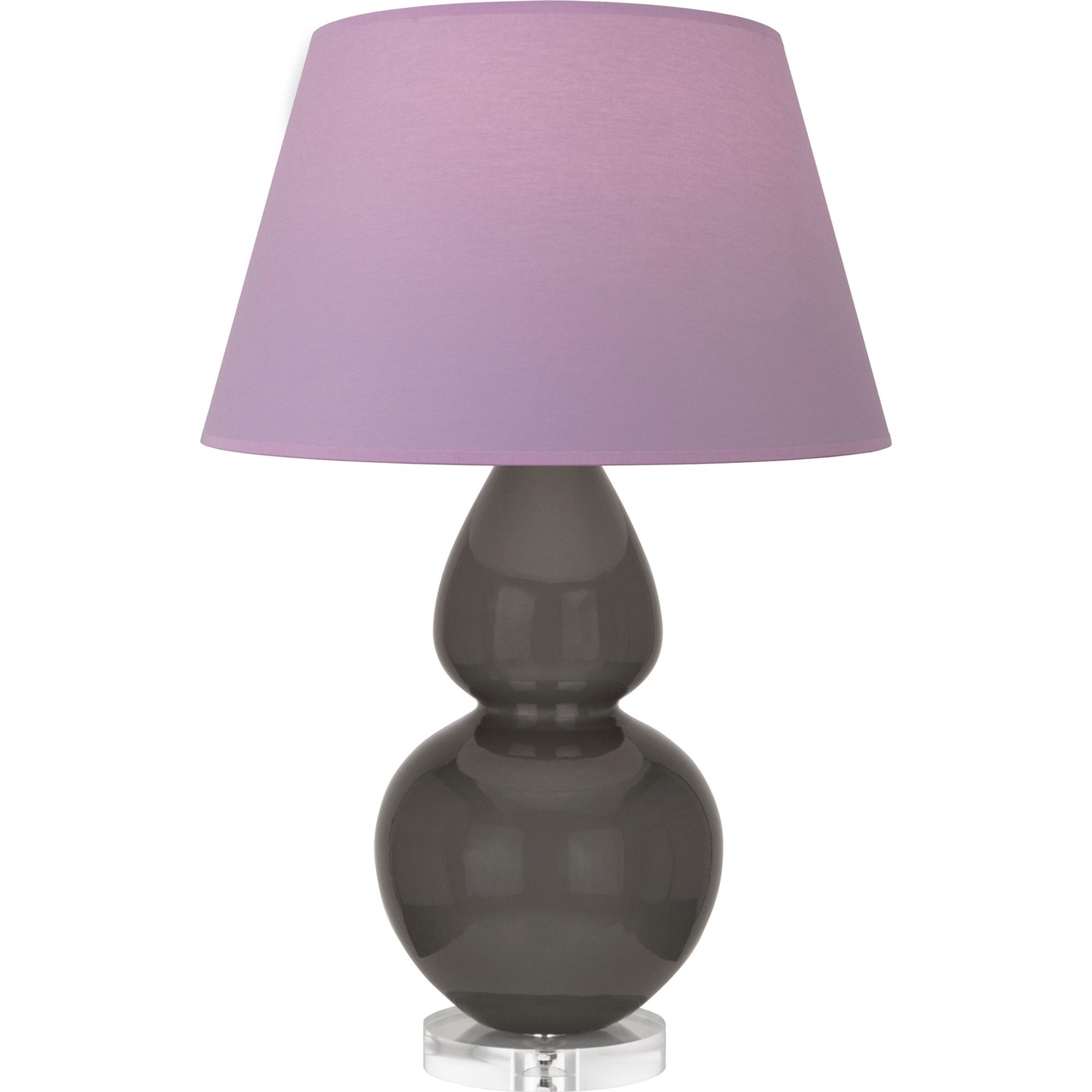 Image 2 Double Gourd 30"H Ash And Lucite Table Lamp w/ Lavender And Plum Shade more views