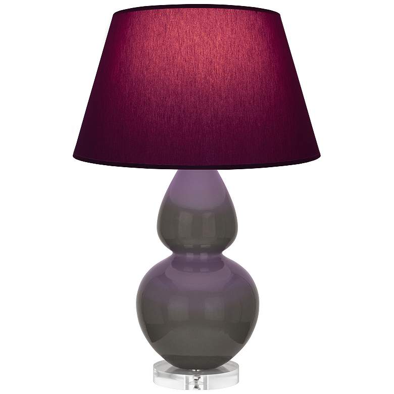 Image 1 Double Gourd 30"H Ash And Lucite Table Lamp w/ Plum And Lavender Shade