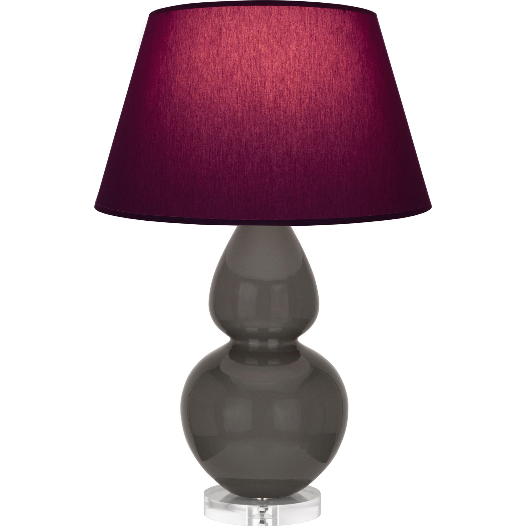 Image 2 Double Gourd 30"H Ash And Lucite Table Lamp w/ Plum And Lavender Shade more views