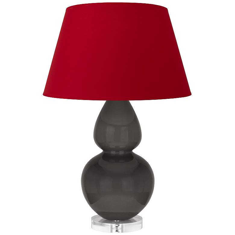 Image 1 Double Gourd 30"H Ash And Lucite Table Lamp With Black And Red Shade