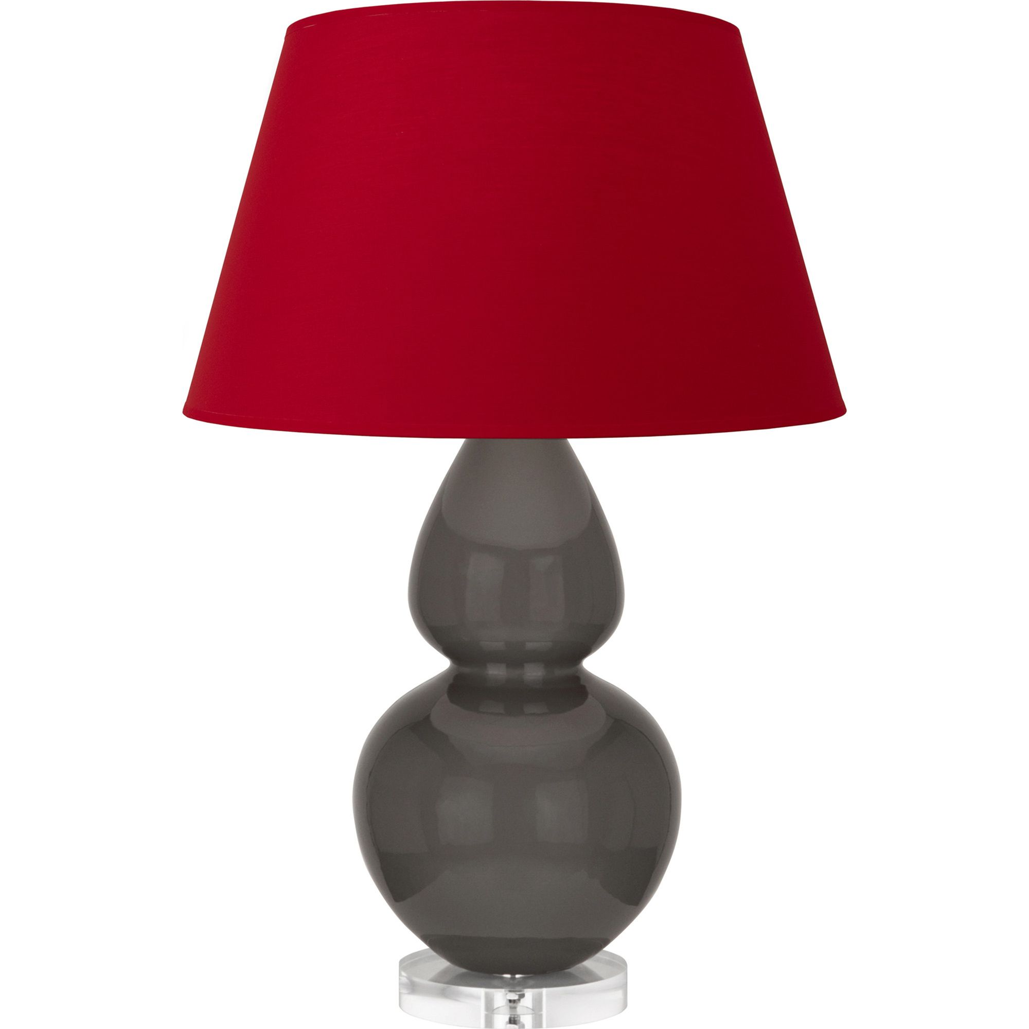 Image 2 Double Gourd 30"H Ash And Lucite Table Lamp With Black And Red Shade more views