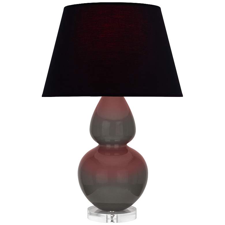 Image 1 Double Gourd 30"H Ash And Lucite Table Lamp With Ink And Rose Shade