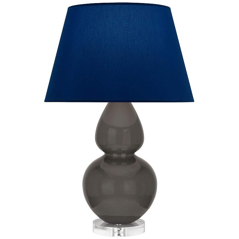 Image 1 Double Gourd 30"H Ash And Lucite Table Lamp With Navy And Gray Shade