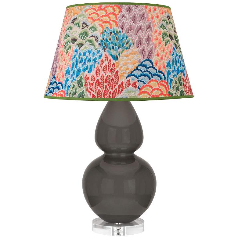 Image 1 Double Gourd 30"H Ash And Lucite Table Lamp With Spring Floral Shade