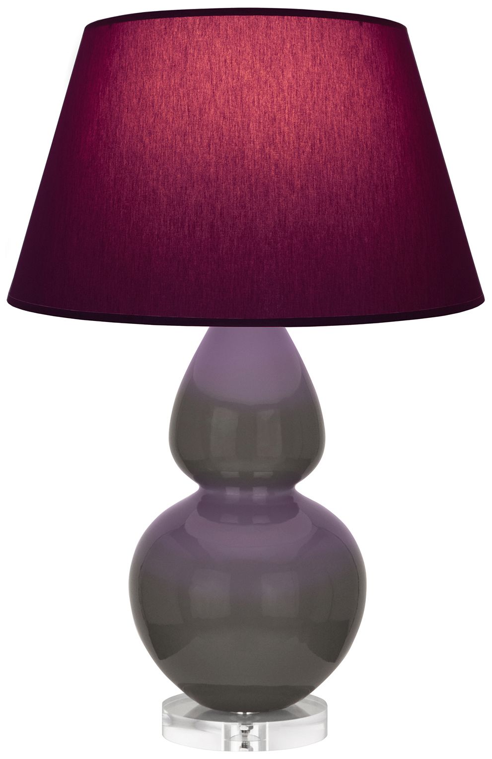 Double Gourd 30"H Ash & Lucite Table Lamp w/ Plum & Lavender Made to Order