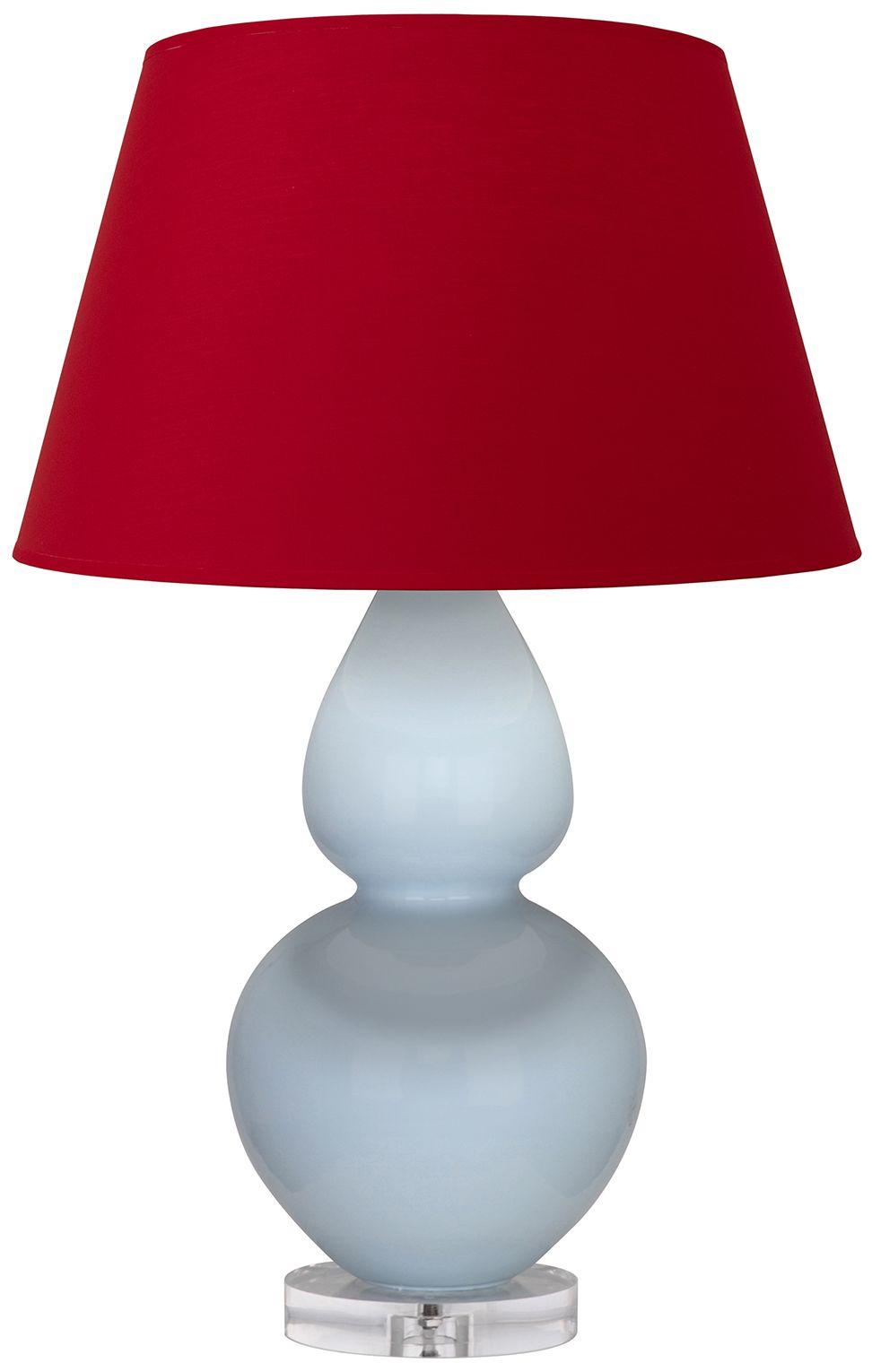 Double Gourd 30"H Baby Blue And Lucite Lamp w/ Black And Red Made to Order