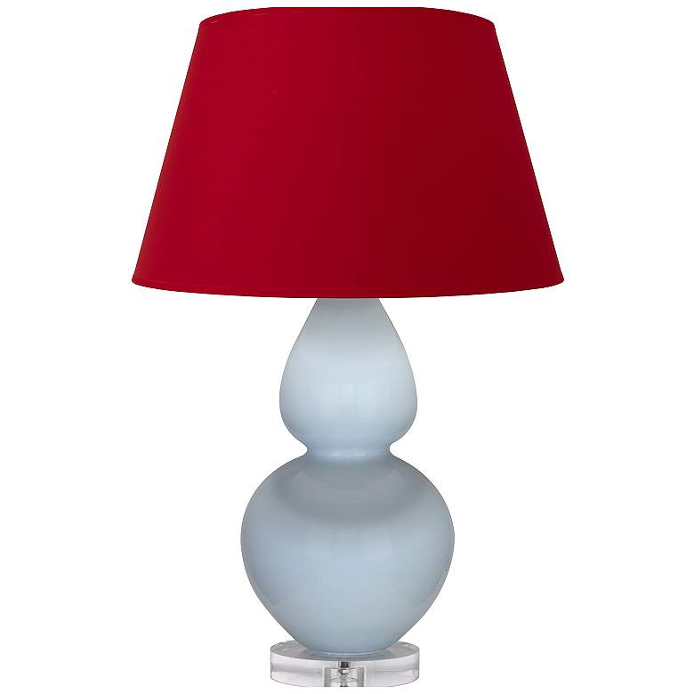 Image 1 Double Gourd 30"H Baby Blue And Lucite Lamp w/ Black And Red Shade