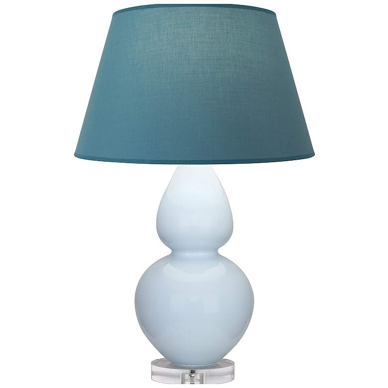 Image 1 Double Gourd 30"H Baby Blue And Lucite Lamp w/ Bright Blue And Gray Shade