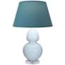 Double Gourd 30"H Baby Blue And Lucite Lamp w/ Bright Blue And Gray Shade