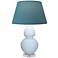 Double Gourd 30"H Baby Blue And Lucite Lamp w/ Bright Blue And Gray Shade