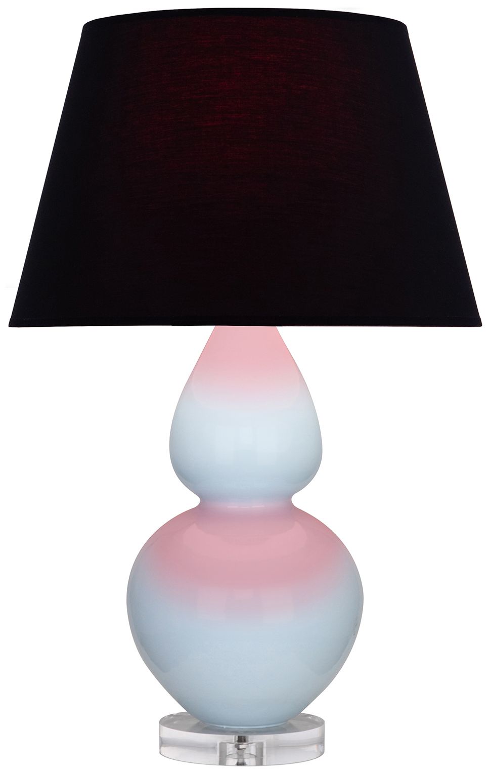Double Gourd 30"H Baby Blue And Lucite Lamp w/ Ink And Rose Made to Order