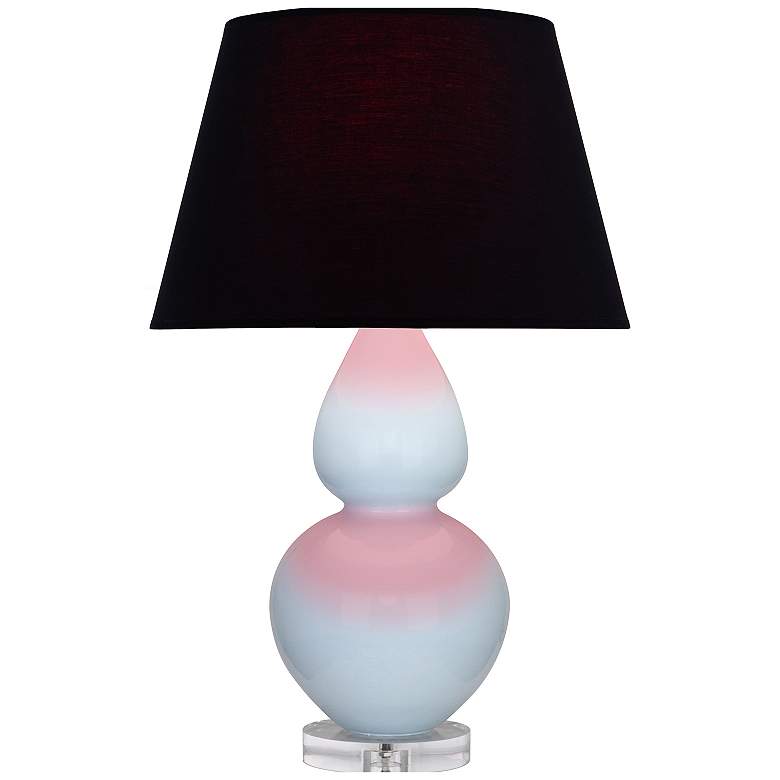 Image 1 Double Gourd 30"H Baby Blue And Lucite Lamp w/ Ink And Rose Shade