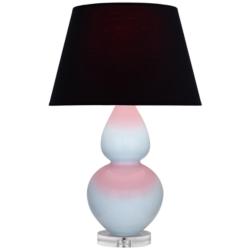 Double Gourd 30"H Baby Blue And Lucite Lamp w/ Ink And Rose Shade