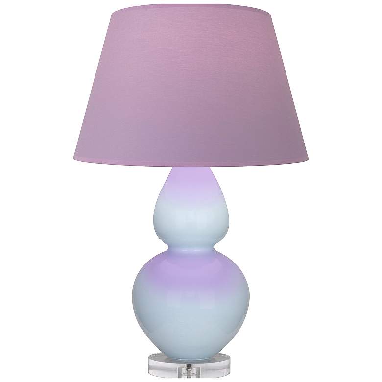 Image 1 Double Gourd 30"H Baby Blue And Lucite Lamp w/ Lavender And Plum Shade
