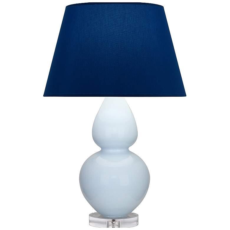 Image 1 Double Gourd 30"H Baby Blue And Lucite Lamp w/ Navy And Gray Shade