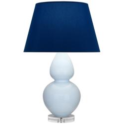 Double Gourd 30"H Baby Blue And Lucite Lamp w/ Navy And Gray Shade