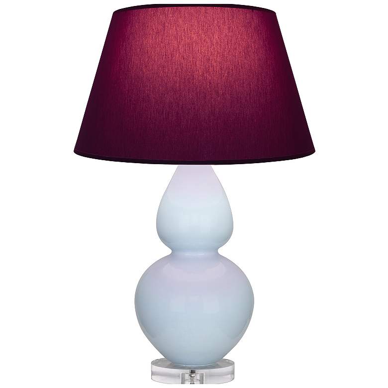 Image 1 Double Gourd 30"H Baby Blue And Lucite Lamp w/ Plum And Lavender Shade