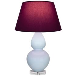 Double Gourd 30"H Baby Blue And Lucite Lamp w/ Plum And Lavender Shade