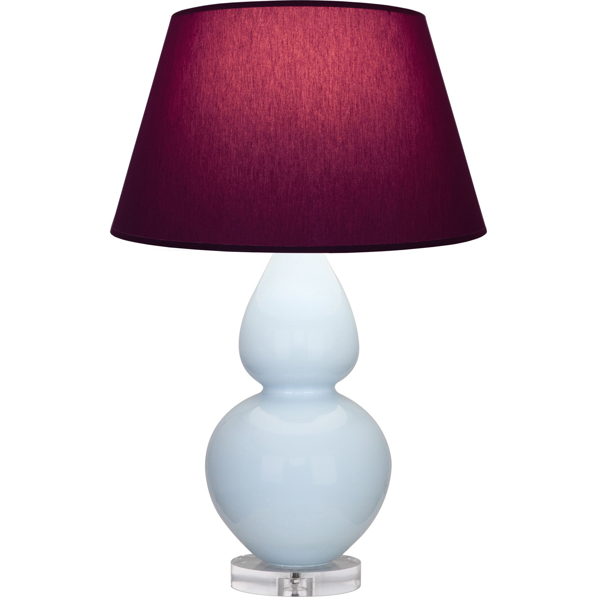 Image 2 Double Gourd 30"H Baby Blue And Lucite Lamp w/ Plum And Lavender Shade more views