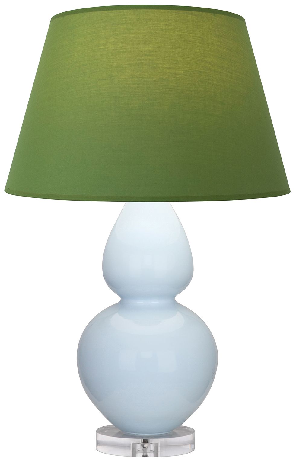 Double Gourd 30"H Baby Blue And Lucite Lamp w/ Tea And Taupe Made to Order