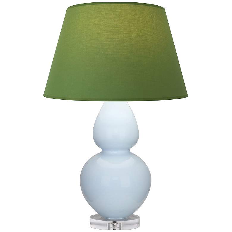 Image 1 Double Gourd 30"H Baby Blue And Lucite Lamp w/ Tea And Taupe Shade