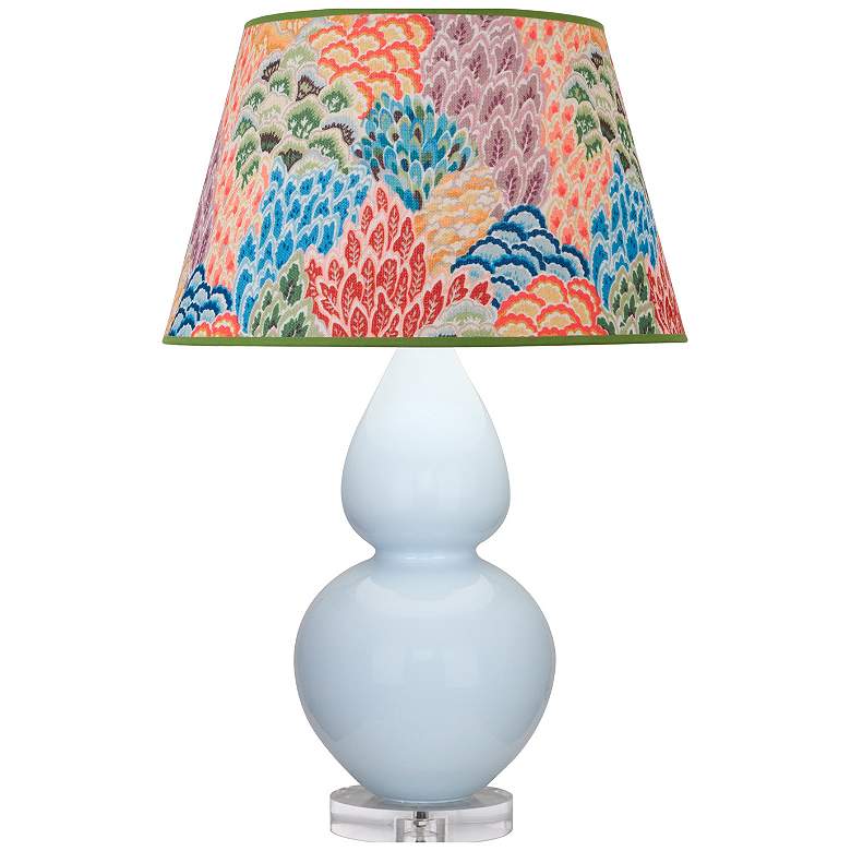 Image 1 Double Gourd 30"H Baby Blue And Lucite Table Lamp w/ Spring Shade