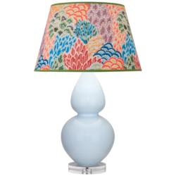 Double Gourd 30"H Baby Blue And Lucite Table Lamp w/ Spring Shade