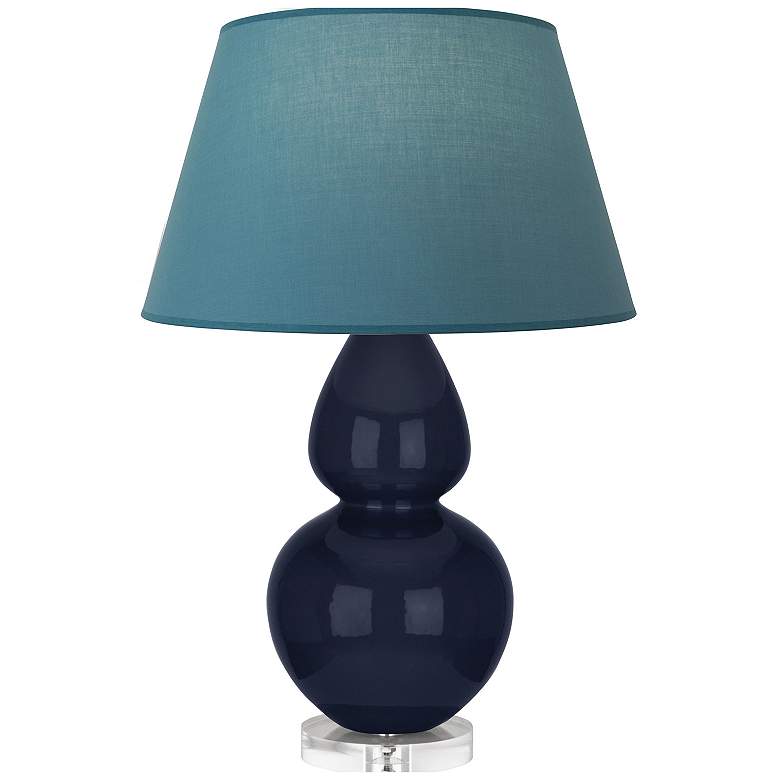 Image 1 Double Gourd 30"H Blue And Lucite Lamp w/ Bright Blue And Gray Shade