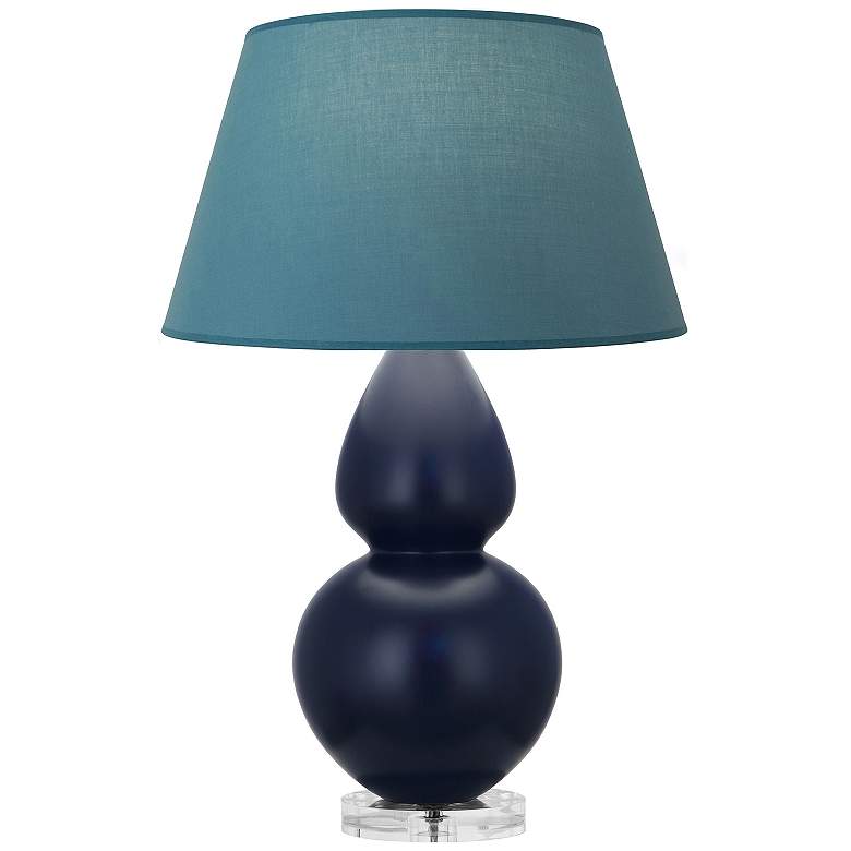 Image 1 Double Gourd 30"H Blue And Lucite Lamp w/ Bright Blue And Gray Shade