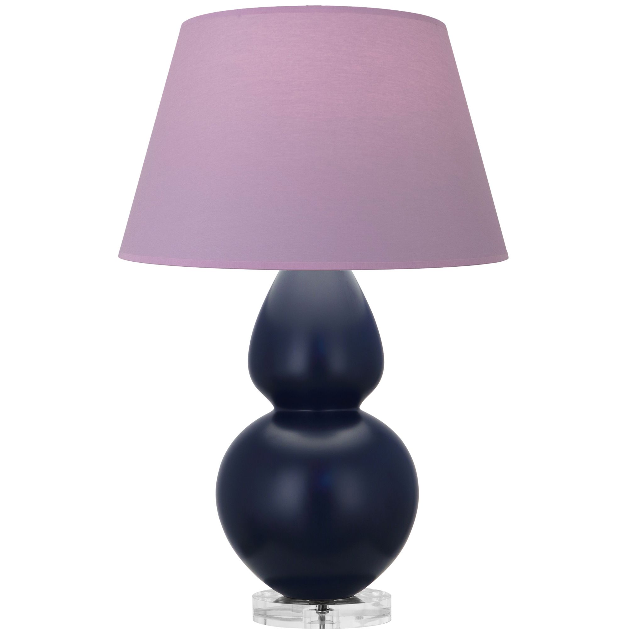 Image 2 Double Gourd 30"H Blue And Lucite Lamp w/ Lavender And Plum Shade more views