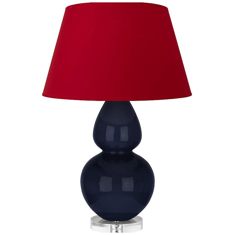 Image 1 Double Gourd 30"H Blue And Lucite Lamp w/ Rose Red And Ink Black Shade