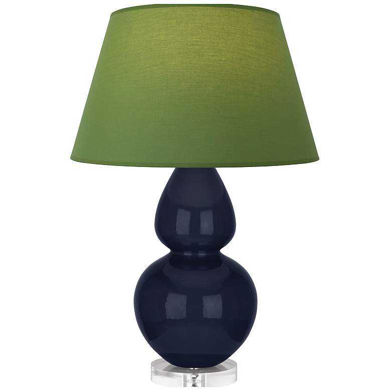 Image 1 Double Gourd 30"H Blue And Lucite Lamp w/ Tea Green And Taupe Shade