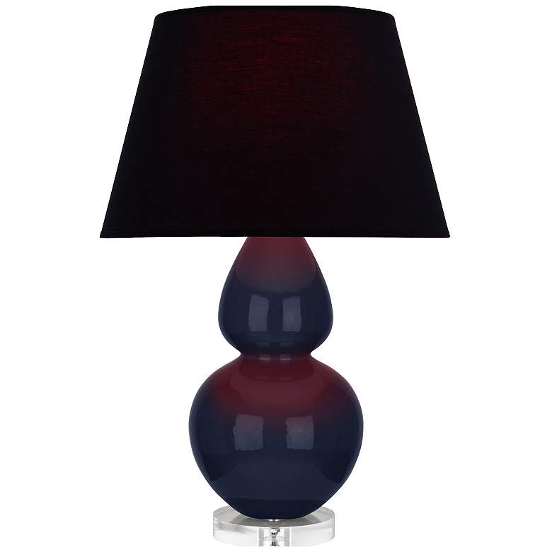 Image 1 Double Gourd 30"H Blue And Lucite Table Lamp With Ink And Rose Shade