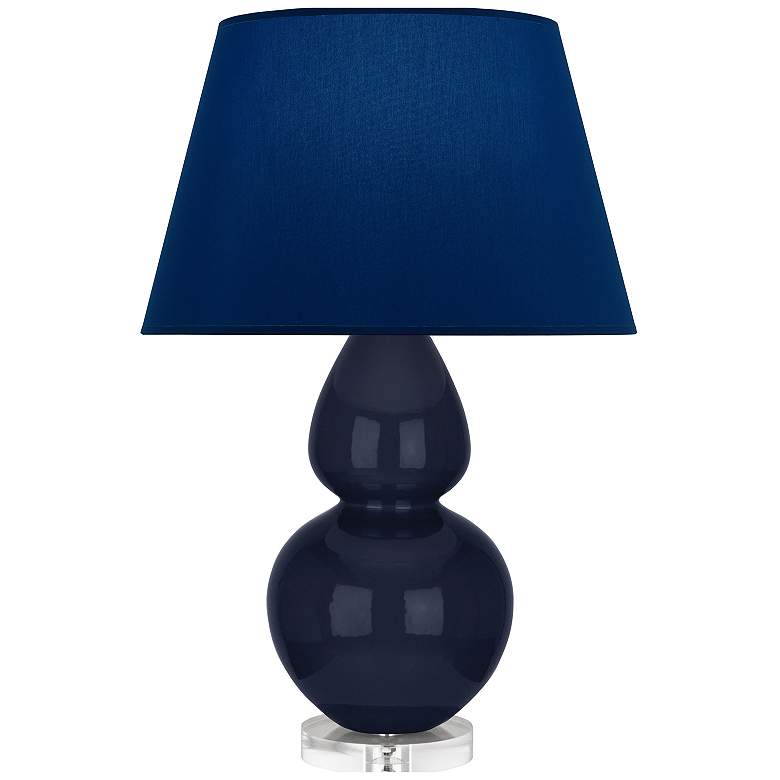 Image 1 Double Gourd 30"H Blue And Lucite Table Lamp With Navy And Gray Shade