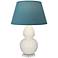 Double Gourd 30"H Bone And Lucite Lamp w/ Bright Blue And Gray Shade